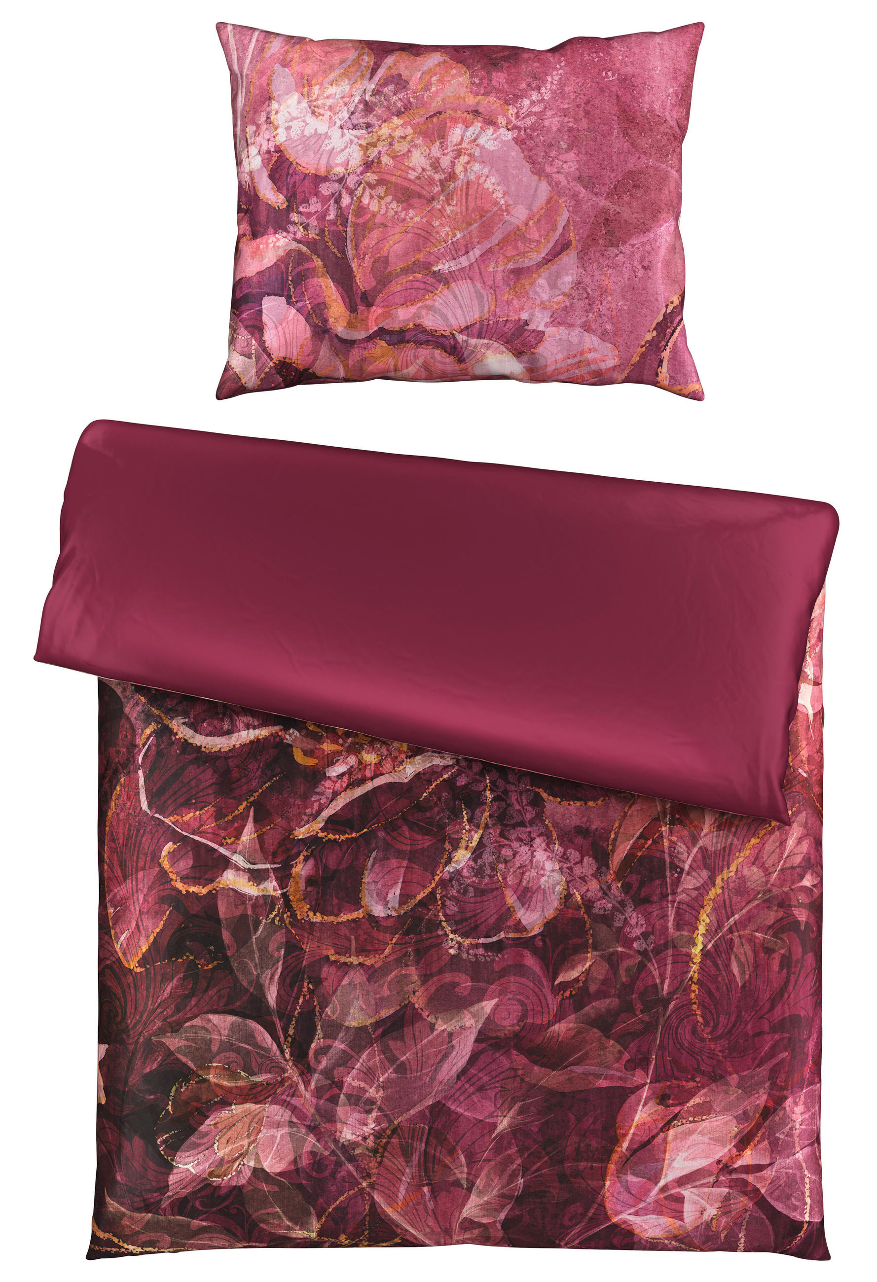 OBOJSTRANNÁ POSTEĽNÁ BIELIZEŇ, satén, orgovánová, 140/200 cm - orgovánová, Konventionell, textil (140/200cm) - Esposa