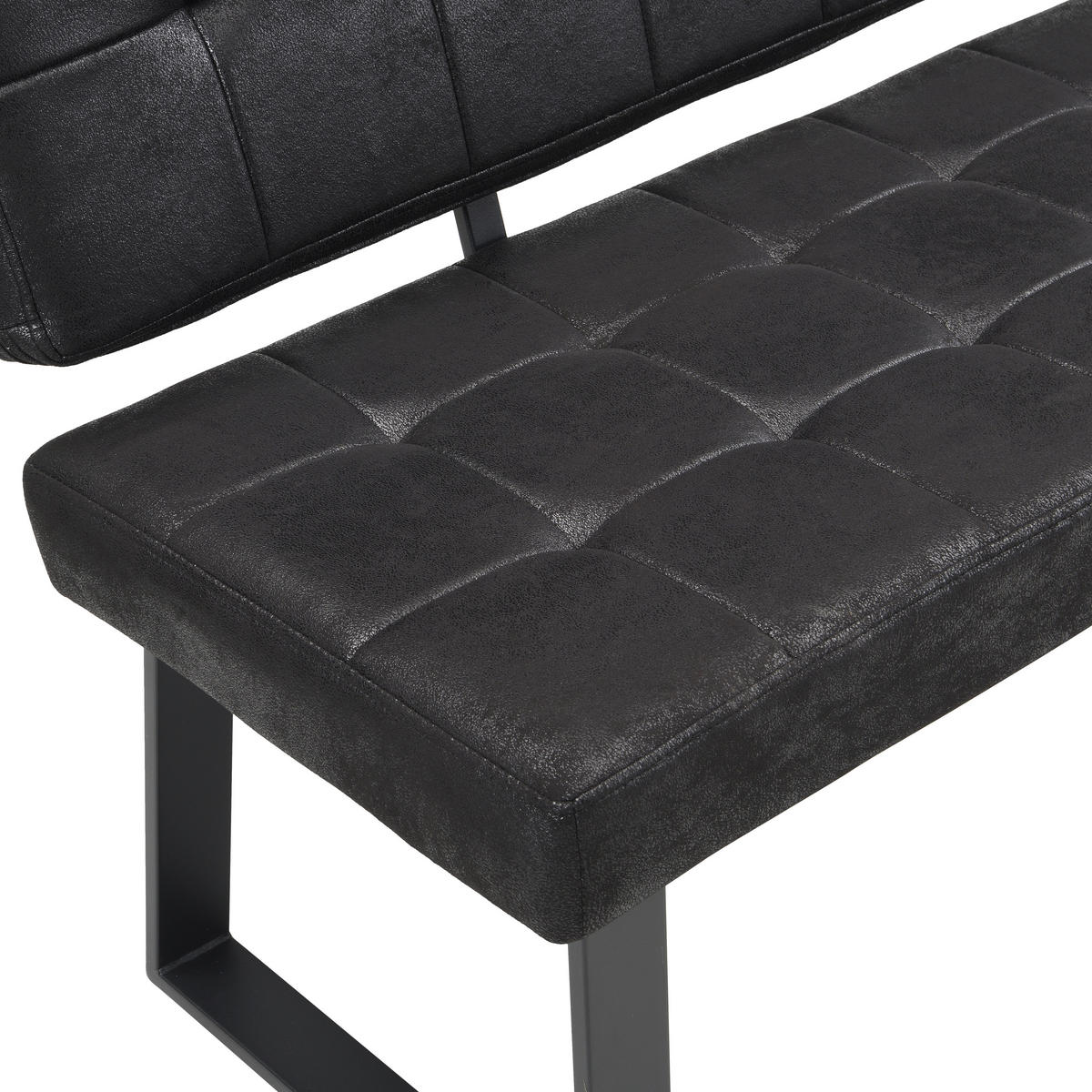 SITZBANK in Metall, Textil Schwarz  - Schwarz, MODERN, Textil/Metall (180/85/56cm) - Livetastic