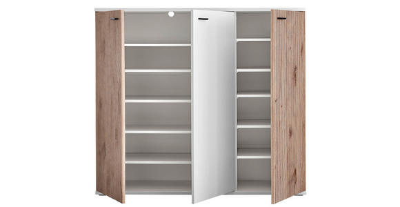 SCHUHSCHRANK 132/118/37 cm - Eichefarben/Anthrazit, Design, Holzwerkstoff/Kunststoff (132/118/37cm) - Voleo