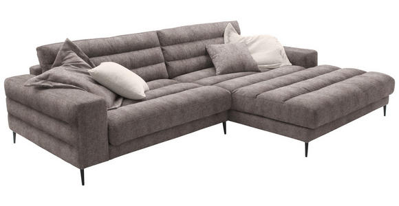 ECKSOFA in Flachgewebe Hellbraun 296/207 cm - Hellbraun/Schwarz, Design, Textil/Metall (296/207cm) - Dieter Knoll