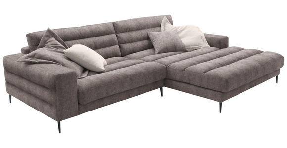 ECKSOFA in Flachgewebe Hellbraun  - Hellbraun/Schwarz, Design, Textil/Metall (296/207cm) - Dieter Knoll