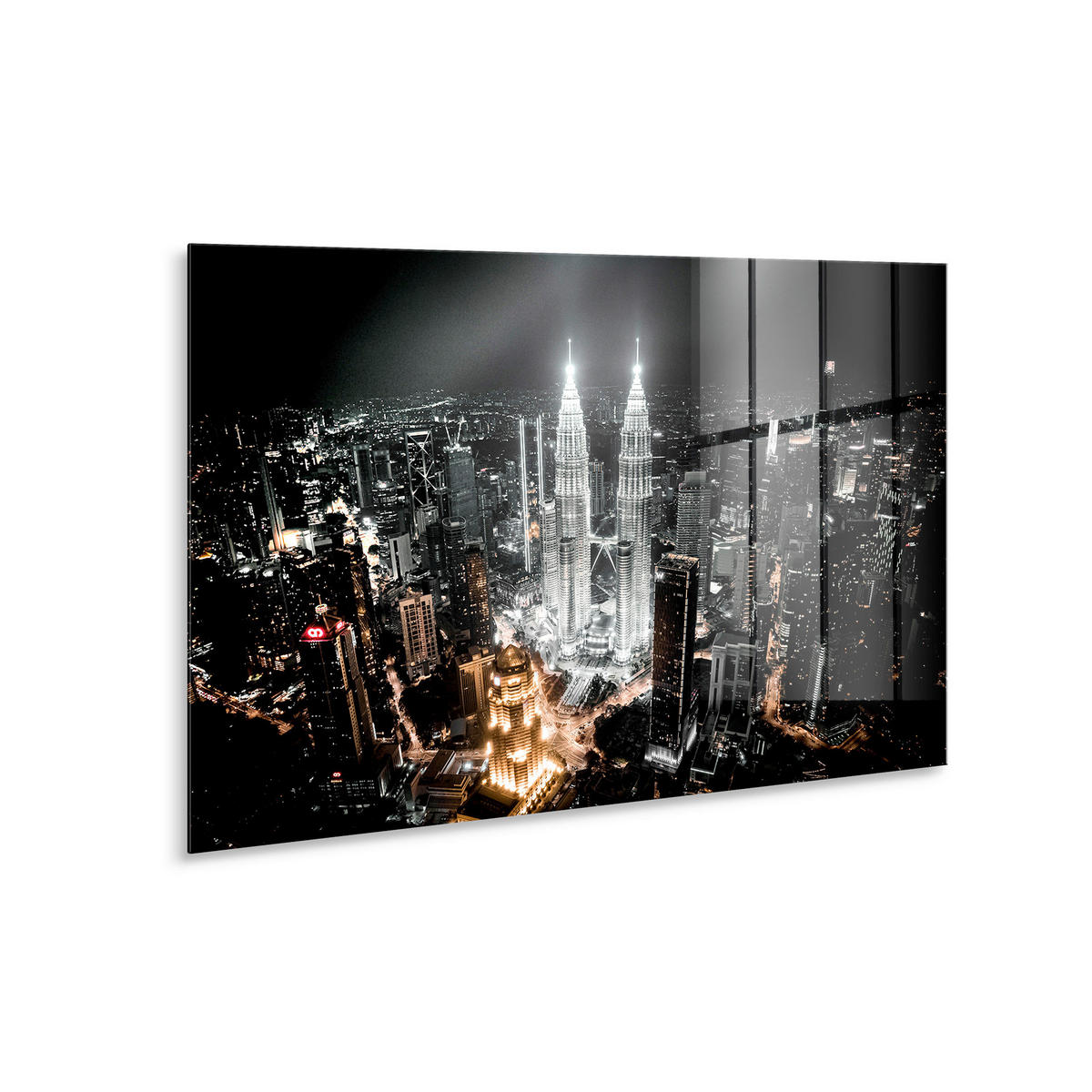 GLASBILD Städte 70/100 cm  - Goldfarben/Schwarz, Basics, Glas/Papier (70/100cm)