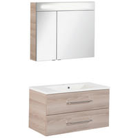 BADEZIMMER 3-teilig  in 90 cm  - Chromfarben/Eschefarben, MODERN, Glas/Holzwerkstoff (90cm) - MID.YOU