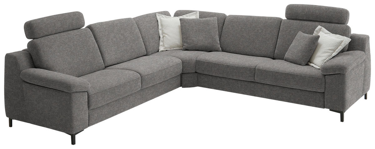 ECKSOFA in Chenille Graubraun  278/278 cm  - Graubraun/Schwarz, Design, Textil/Metall (278/278cm) - Valdera