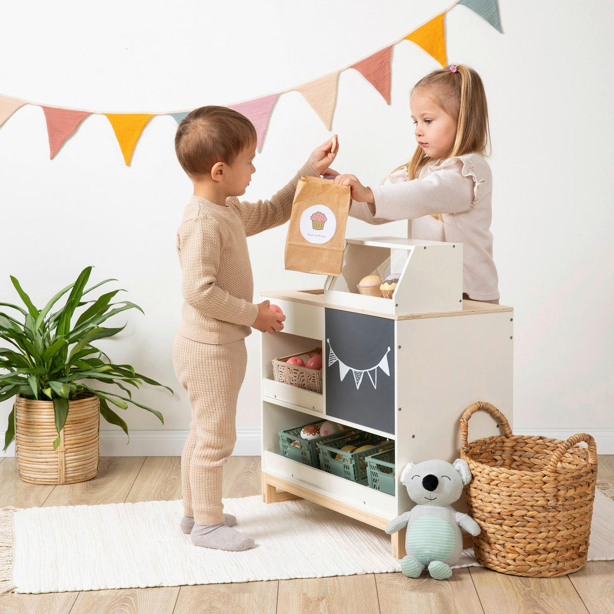 KAUFLADEN - Naturfarben/Weiß, Basics, Holz (59/30/64cm) - MUSTERKIND