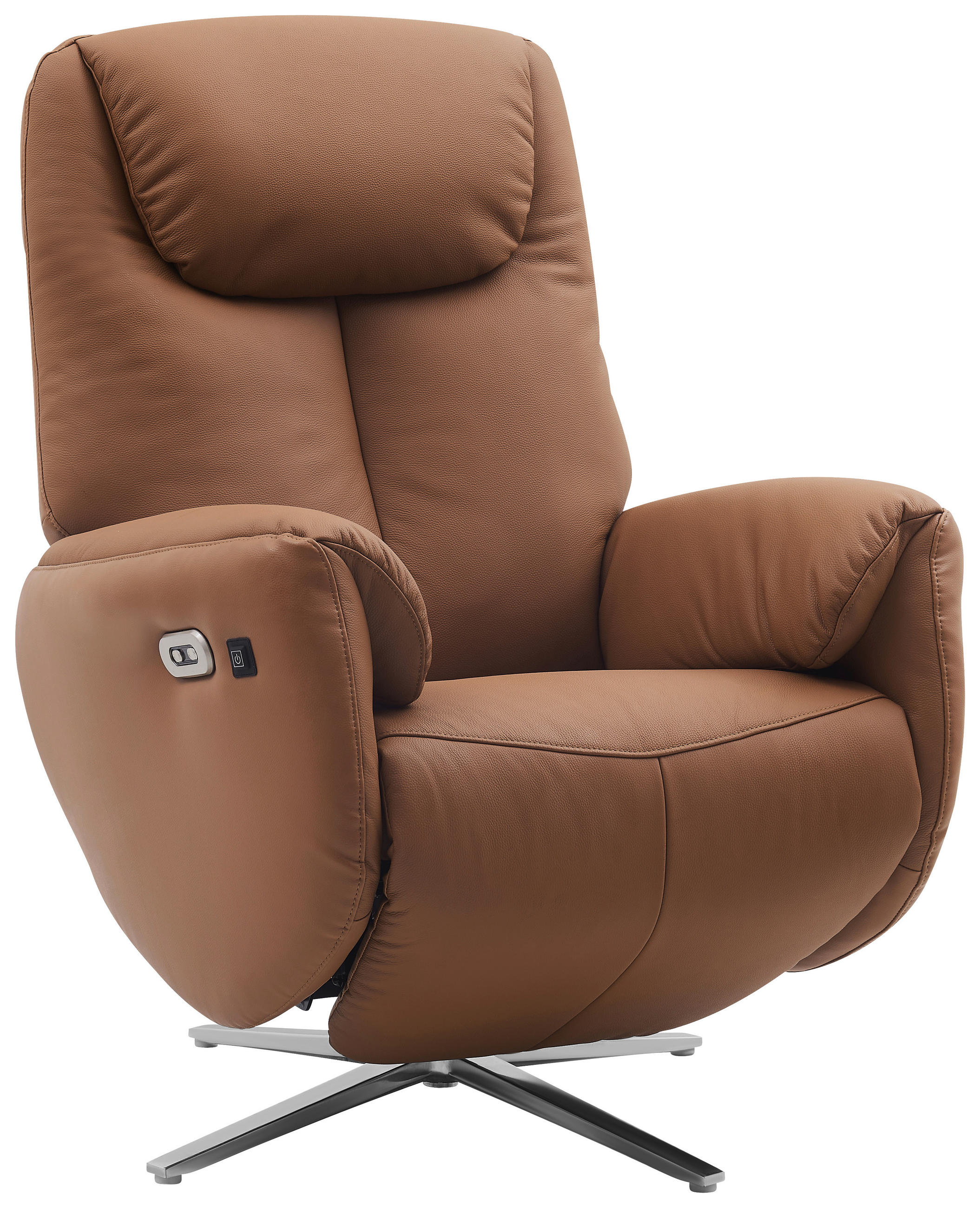MASSAGEFÅTÖLJ i läderimitation brun  - kromfärg/brun, Design, metall/läder (79/110/85cm) - Livetastic