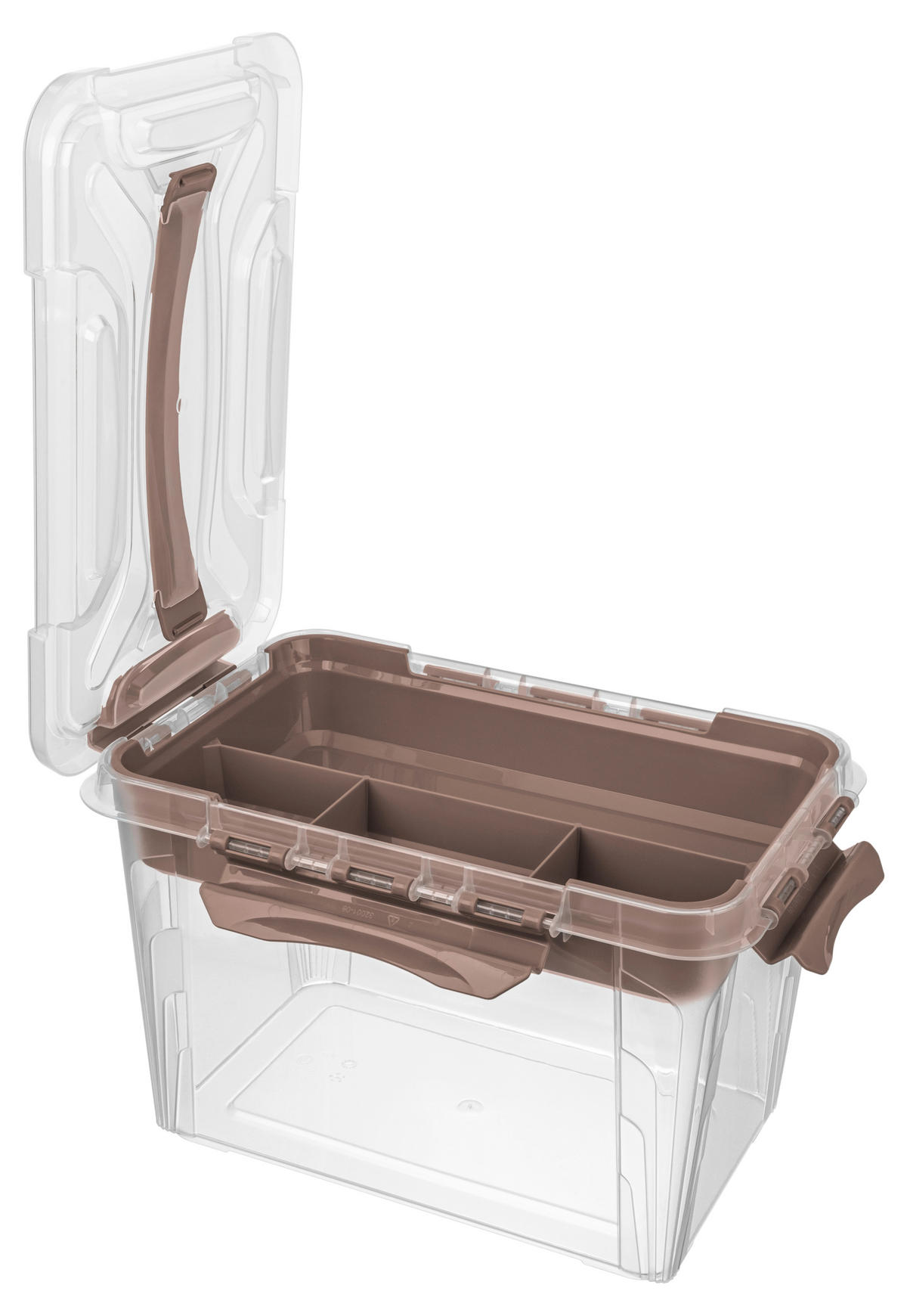 BOX S VÍKEM, 6.6 l - průhledné/šedohnědá, Basics, plast (29/19/18cm)