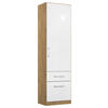 DREHTÜRENSCHRANK  in Eiche Artisan, Weiß Hochglanz  - Chromfarben/Weiß Hochglanz, MODERN, Holzwerkstoff/Kunststoff (47/197/54cm) - Rauch Möbel