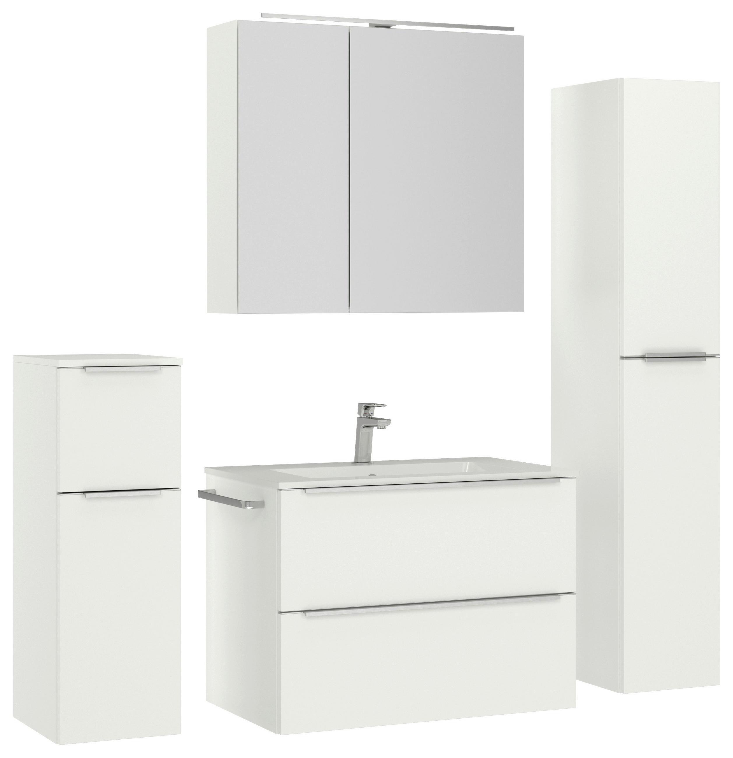 BADEZIMMER 5-teilig  in 141 cm  - Edelstahlfarben/Weiß, MODERN, Holzwerkstoff/Stein (141cm) - Nobilia