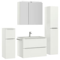 BADEZIMMER 5-teilig  in 141 cm  - Edelstahlfarben/Weiß, MODERN, Holzwerkstoff/Stein (141cm) - Nobilia