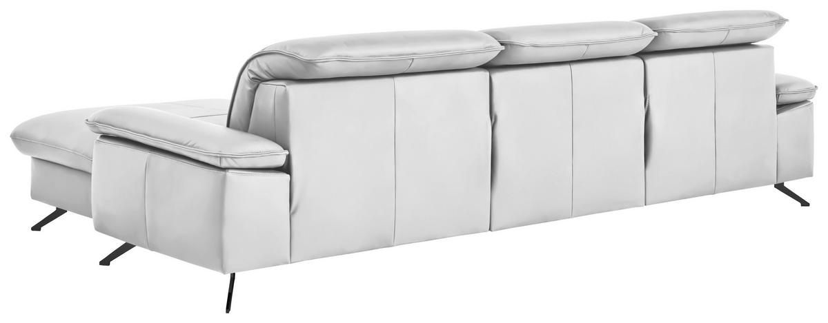ECKSOFA  Echtleder Weiss  - Weiss/Schwarz, Design, Leder/Metall (307/169cm) - Beldomo Premium