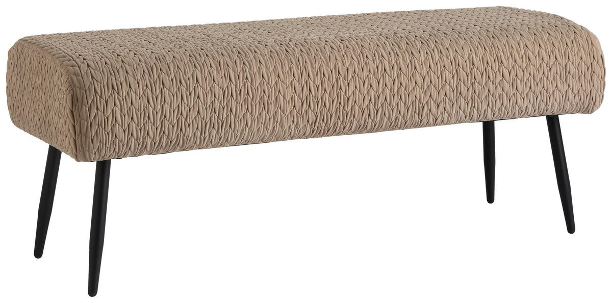 HOCKERBANK 110/41/43 cm Samt Hellbraun  - Hellbraun/Schwarz, Design, Textil/Metall (110/41/43cm) - MID.YOU