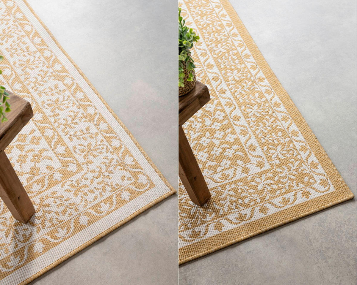 OUTDOORTEPPICH 120/170 cm Gemini Weiß, Honig  - Weiß/Honig, Design, Kunststoff (120/170cm)