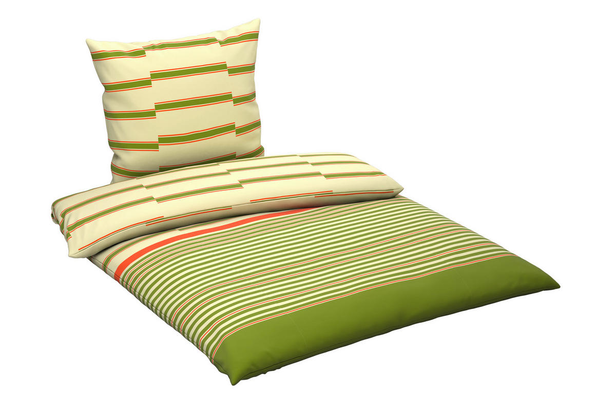 BETTWÄSCHE 135/200 cm  - Orange/Grasgrün, Textil (135/200cm) - Bio:Vio