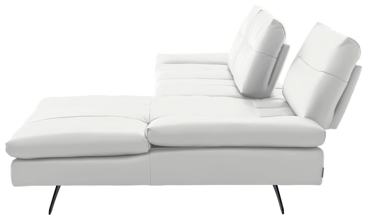 ECKSOFA in Echtleder Weiß  342/158 cm  - Schwarz/Weiß, MODERN, Leder/Metall (342/158cm) - Chilliano