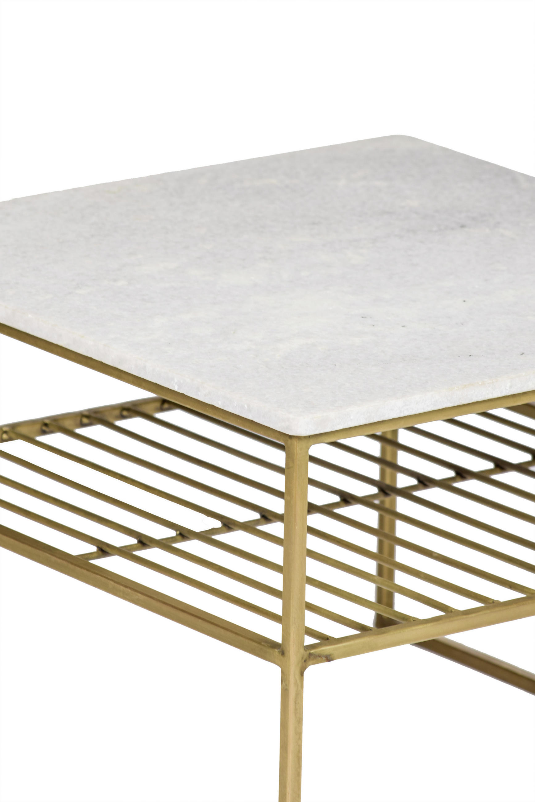 COUCHTISCH quadratisch Weiß, Goldfarben 55/55/40 cm  - Goldfarben/Weiß, Basics, Stein/Metall (55/55/40cm) - Livetastic