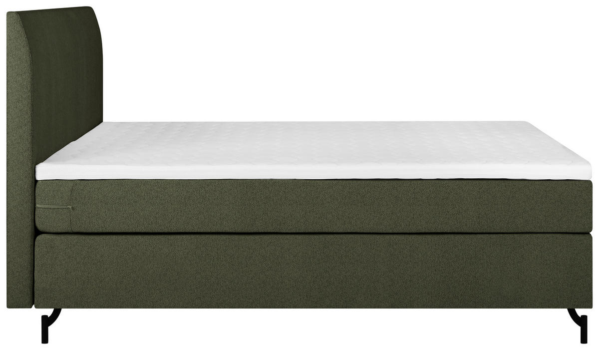 BOXSPRINGBETT 160/200 cm  in Dunkelgrün  - Dunkelgrün/Schwarz, Modern, Textil (160/200cm) - MID.YOU