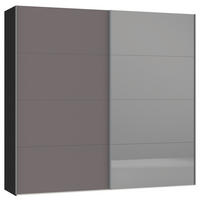 SCHWEBETÜRENSCHRANK  in Schwarz, Dunkelgrau  - Dunkelgrau/Silberfarben, Design, Glas/Holzwerkstoff (253/236/65cm) - Jutzler