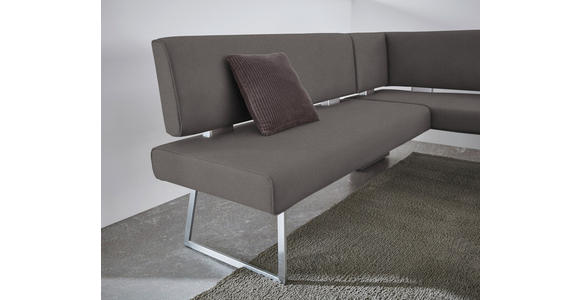 ECKBANK 219/160 cm  in Anthrazit, Edelstahlfarben  - Edelstahlfarben/Anthrazit, Design, Textil/Metall (219/160cm) - Dieter Knoll