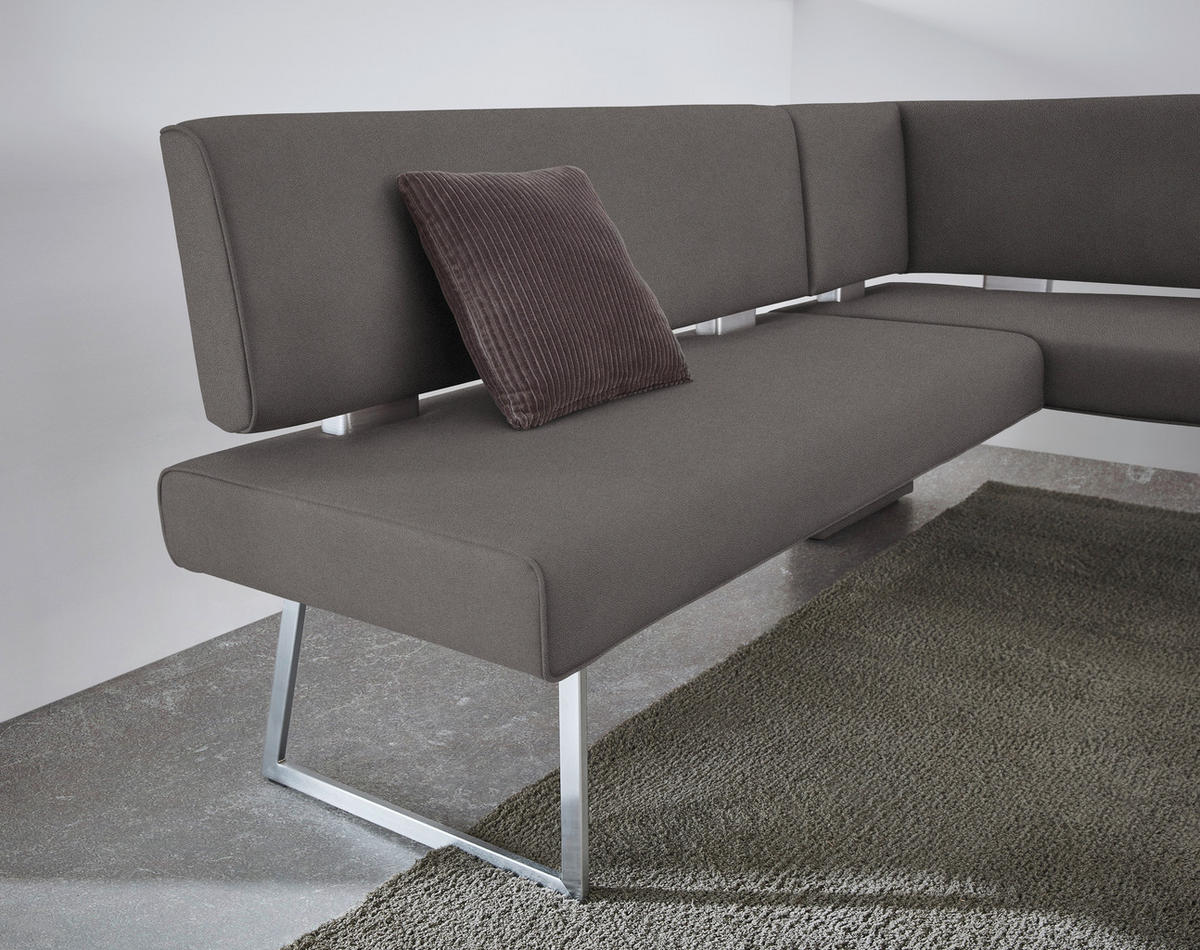 ECKBANK in Metall, Textil Anthrazit, Edelstahlfarben  - Edelstahlfarben/Anthrazit, Design, Textil/Metall (208/160cm) - Dieter Knoll