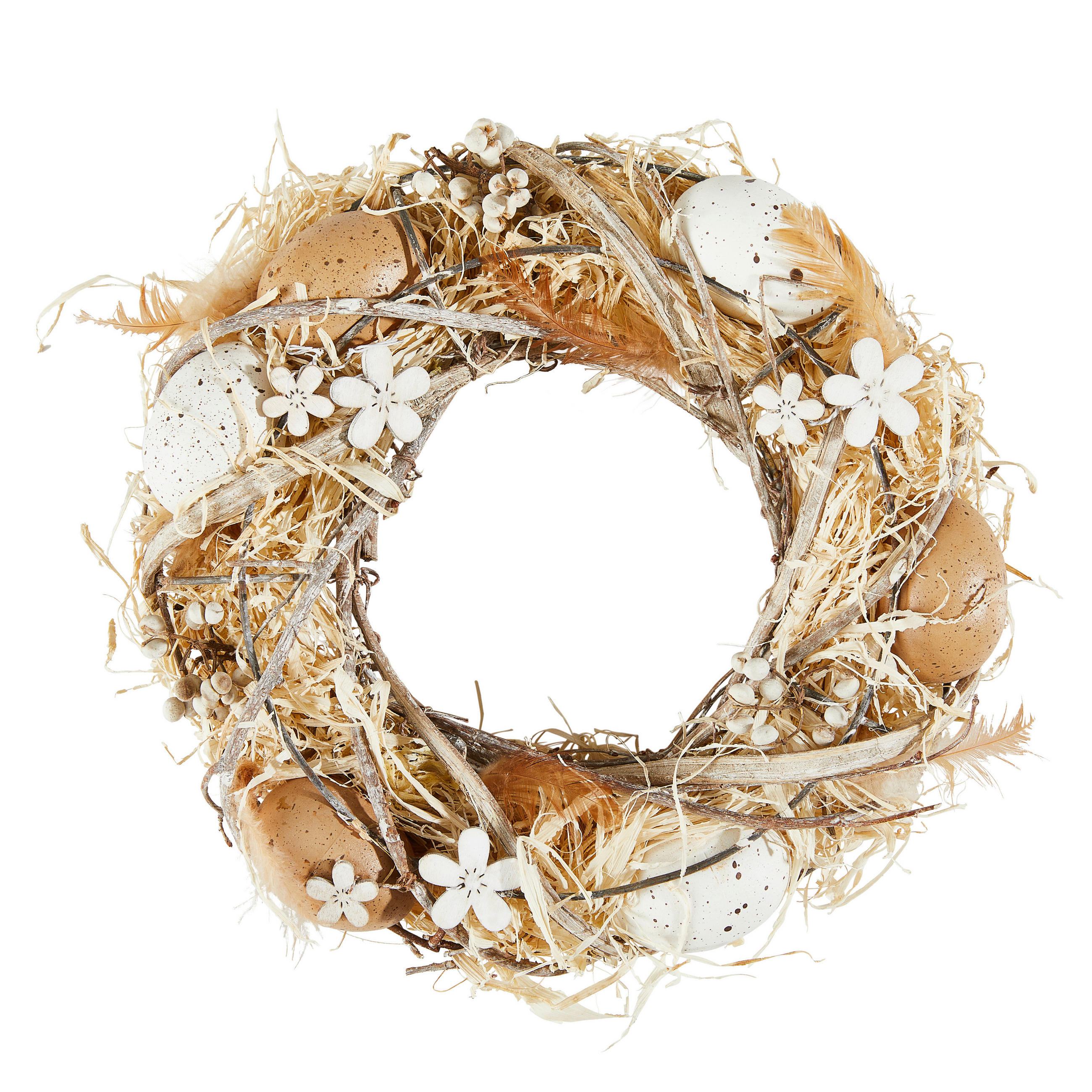 FRÜHLINGSKRANZ  - Beige/Braun, LIFESTYLE, Naturmaterialien/Holz (25cm)