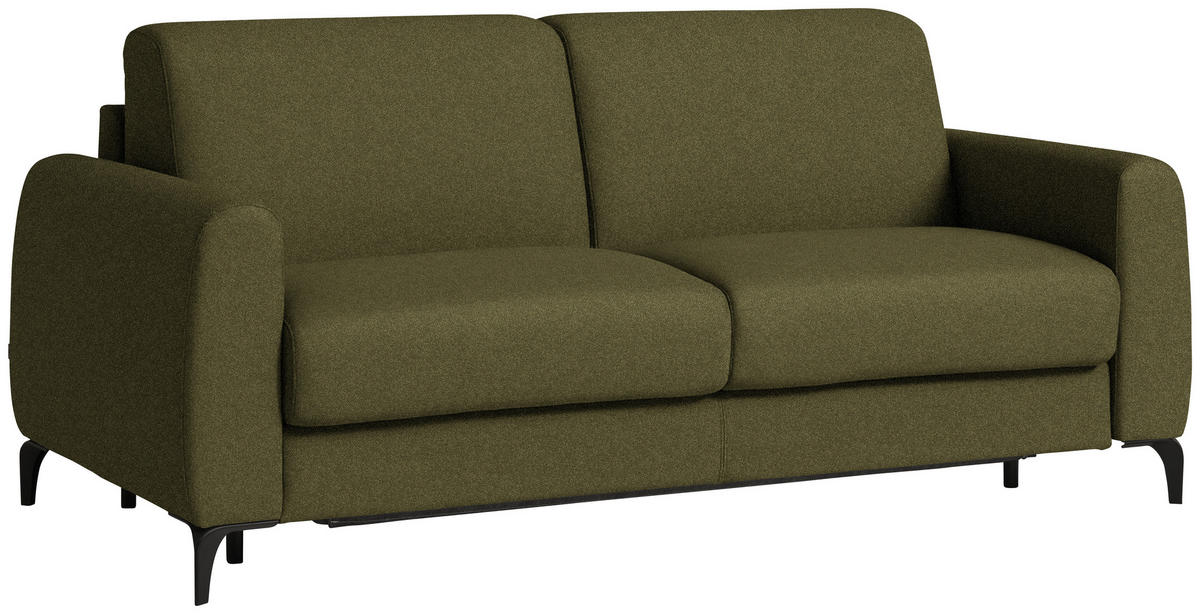 SCHLAFSOFA Flachgewebe Olivgrün  - Schwarz/Olivgrün, Konventionell, Holz/Textil (203/88/102cm) - Novel