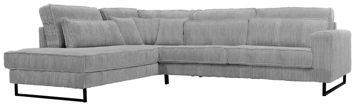 ECKSOFA ICON Hellgrau Cord Zierkissen, Rückenkissen, Nierenkissen  - Hellgrau/Schwarz, KONVENTIONELL, Textil/Metall (284/253cm) - Livetastic