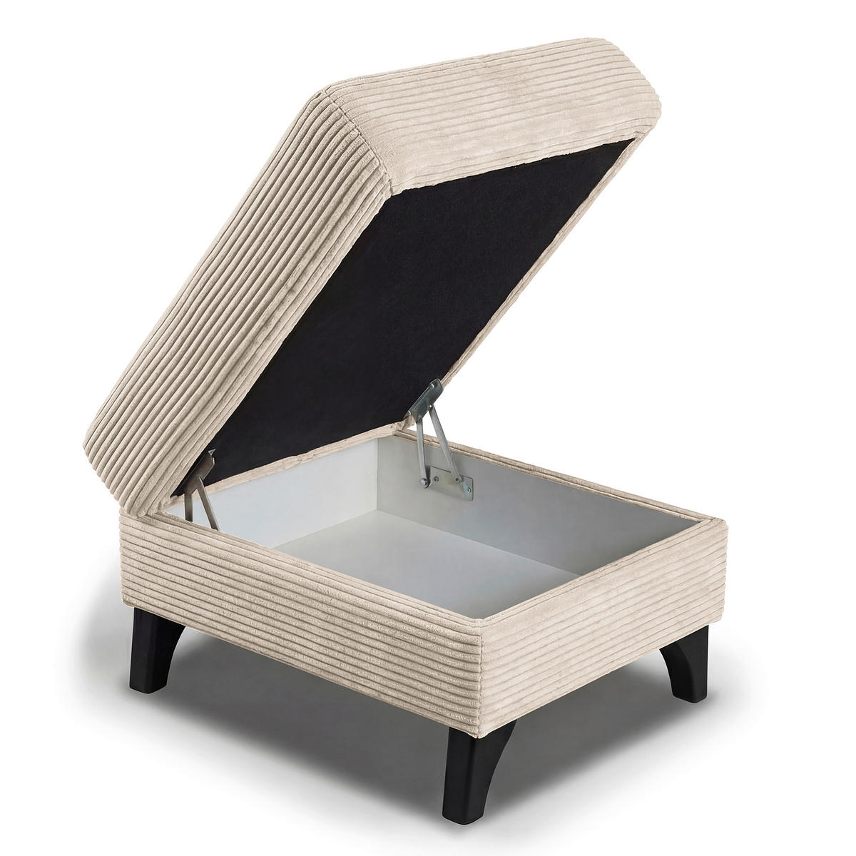 HOCKER in Textil Hellgrau  - Hellgrau/Schwarz, Design, Textil/Metall (70/48/60cm) - Livetastic