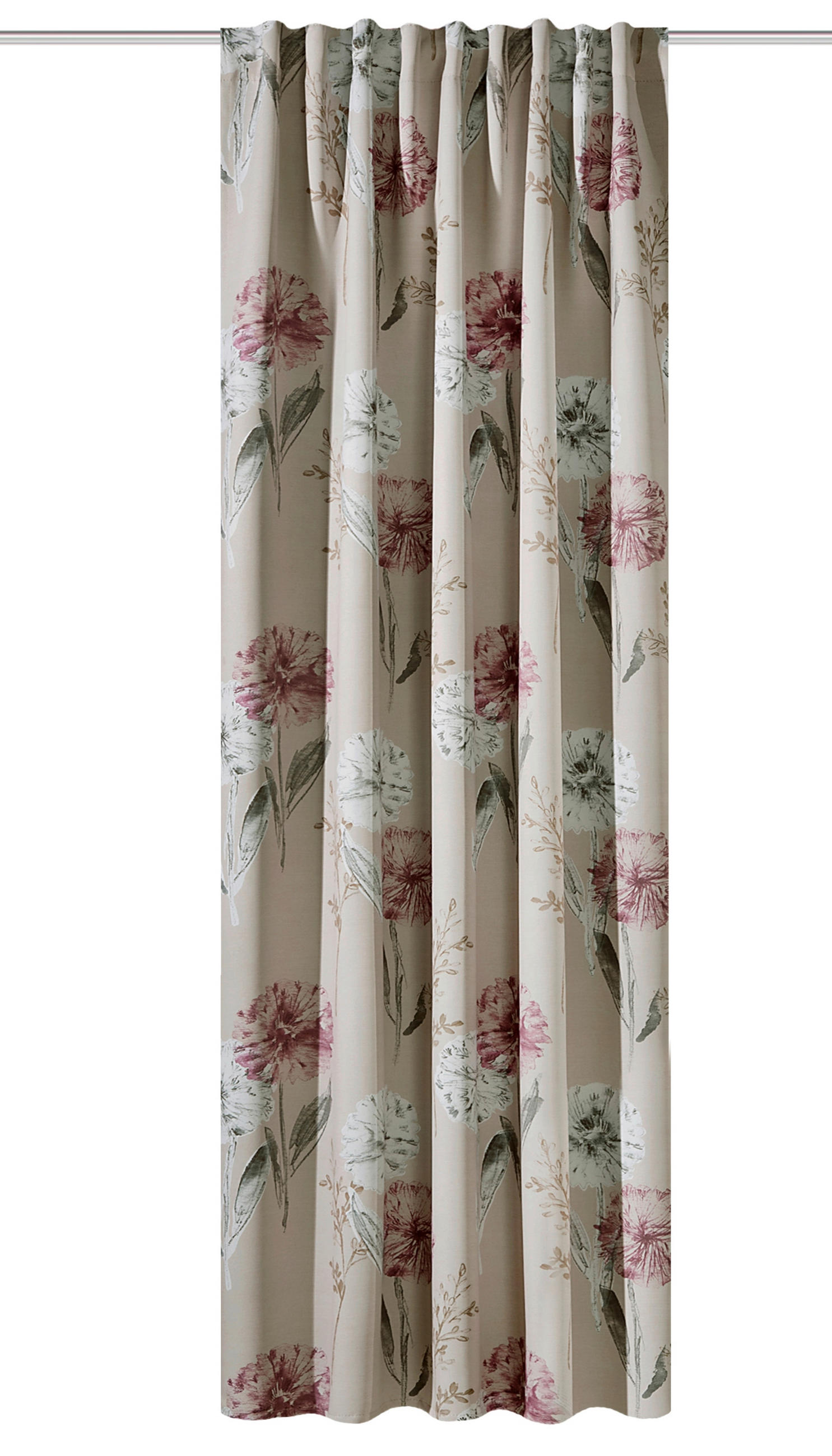FERTIGVORHANG  blickdicht   135/245 cm  - Naturfarben/Rosa, ROMANTIK / LANDHAUS, Textil (135/245cm)