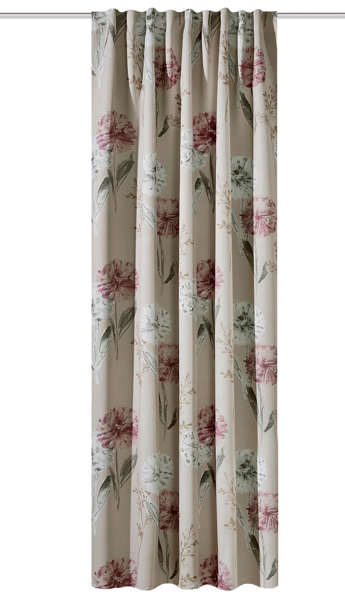 FERTIGVORHANG  blickdicht   135/245 cm  - Naturfarben/Rosa, ROMANTIK / LANDHAUS, Textil (135/245cm)