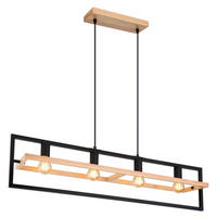 HÄNGELEUCHTE 98/20/150 cm    - Schwarz/Braun, Natur, Holz/Metall (98/20/150cm) - Globo