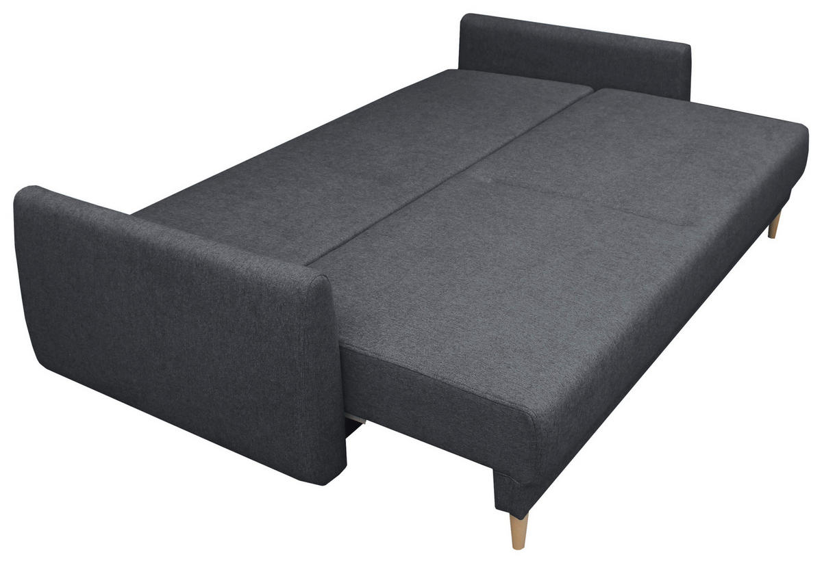 SCHLAFSOFA  mit Liegefunktion, Schlafen auf Sitzhöhe, Rücken echt Webstoff Graphitfarben  - Buchefarben/Graphitfarben, KONVENTIONELL, Holz/Textil (220/90/95cm) - Carryhome