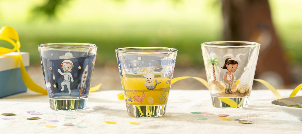 KINDER-GLÄSERSET Bambini Aventura 6-teilig  - Trend, Glas (8,5/9/8,5cm) - Leonardo