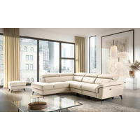 ECKSOFA SONO in Lederlook Echtleder Grau Armteilverstellung, Kopfteilverstellung  210/265 cm  - Schwarz/Grau, Design, Leder/Textil (210/265cm) - Livetastic