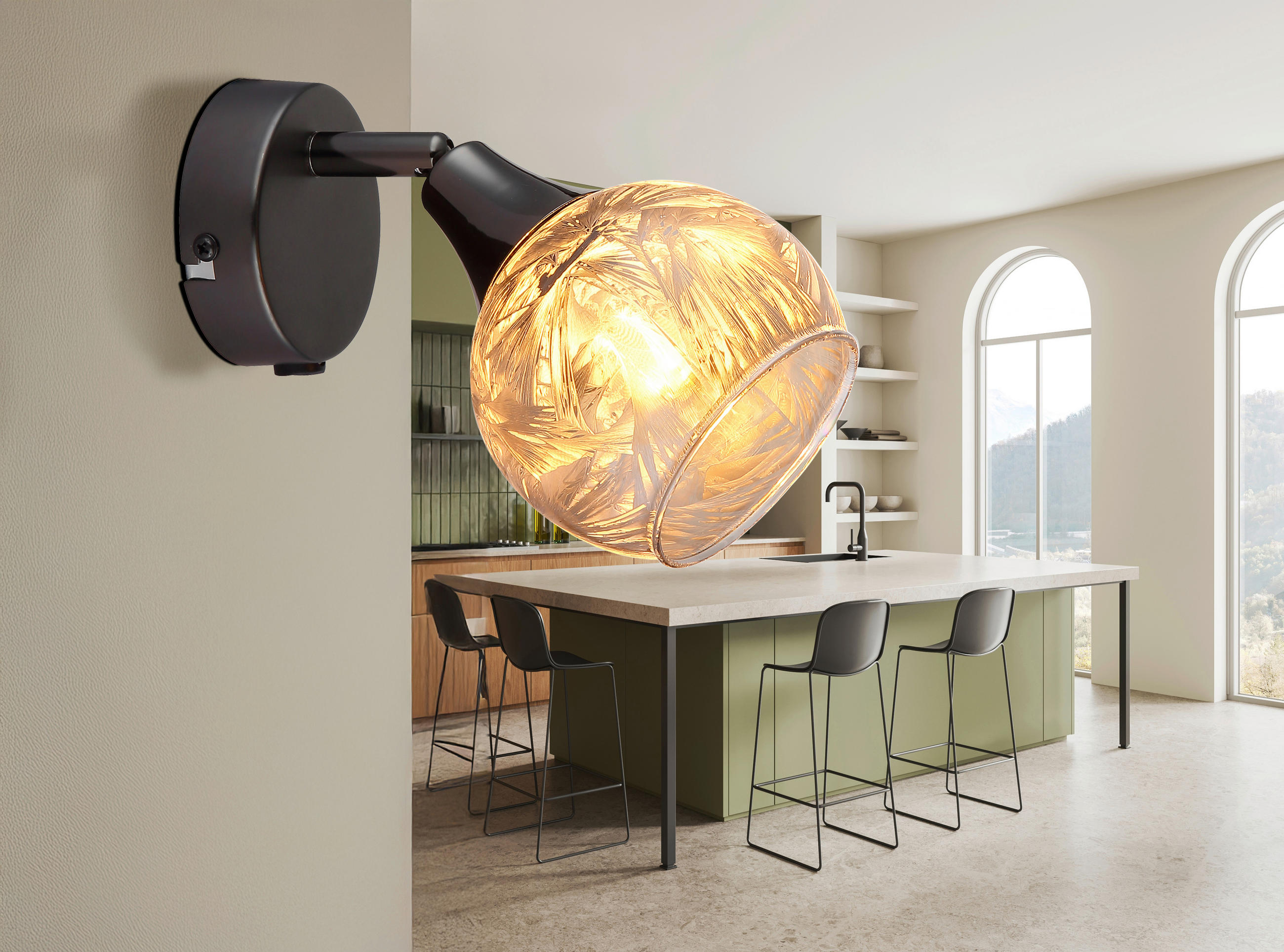 STRAHLER 12/16 cm   - Schwarzchrom/Grau, Basics, Glas/Metall (12/16cm) - Globo