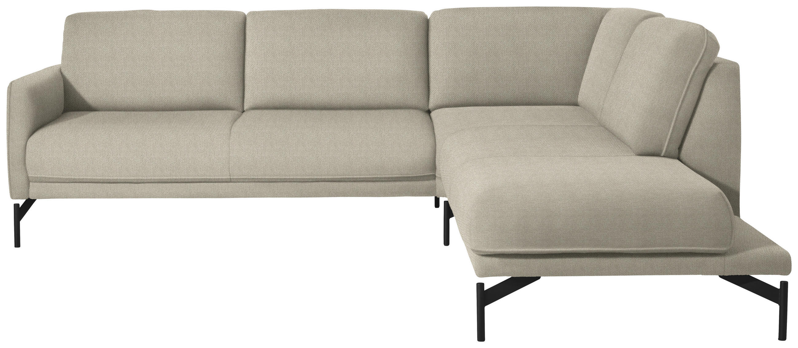 ECKSOFA in Flachgewebe, Struktur Beige  - Anthrazit/Beige, Design, Textil/Metall (254/230cm) - Johann Jakob