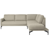 ECKSOFA in Flachgewebe, Struktur Beige  - Anthrazit/Beige, Design, Textil/Metall (254/230cm) - Johann Jakob