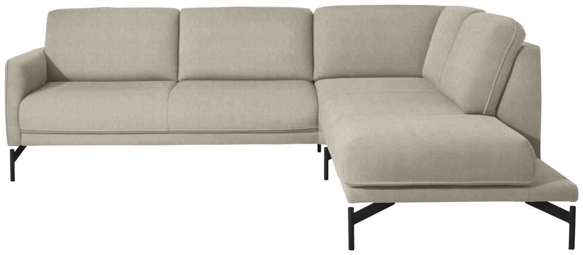 ECKSOFA in Flachgewebe, Struktur Beige  - Anthrazit/Beige, Design, Textil/Metall (254/230cm) - Johann Jakob