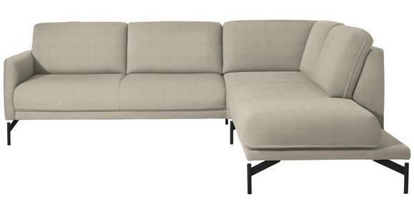 ECKSOFA in Flachgewebe, Struktur Beige  - Anthrazit/Beige, Design, Textil/Metall (254/230cm) - Ambiente