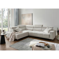 ECKSOFA Chenille Beige  - Beige/Schwarz, Konventionell, Textil/Metall (225/305cm) - Livetastic