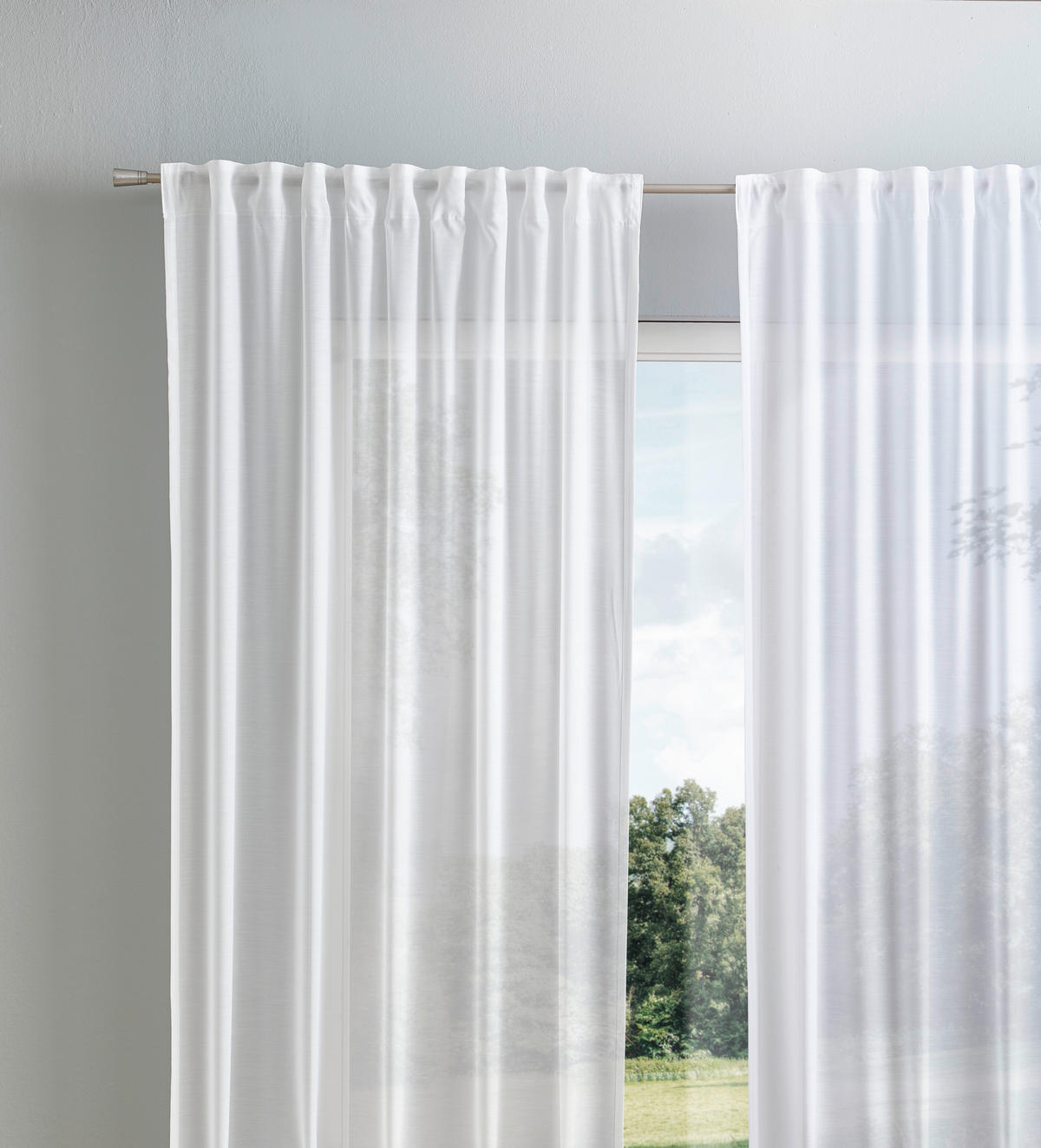 GOTOVA TANKA ZAVESA bela - bela, Konvencionalno, tekstil (140/175cm) - Esposa