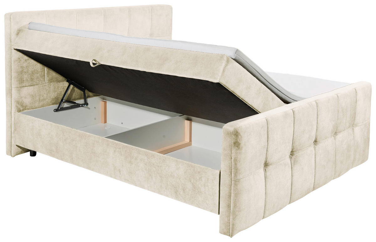 BOXBETT 160/200 cm  in Creme  - Creme/Schwarz, Modern, Holzwerkstoff/Kunststoff (160/200cm) - MID.YOU
