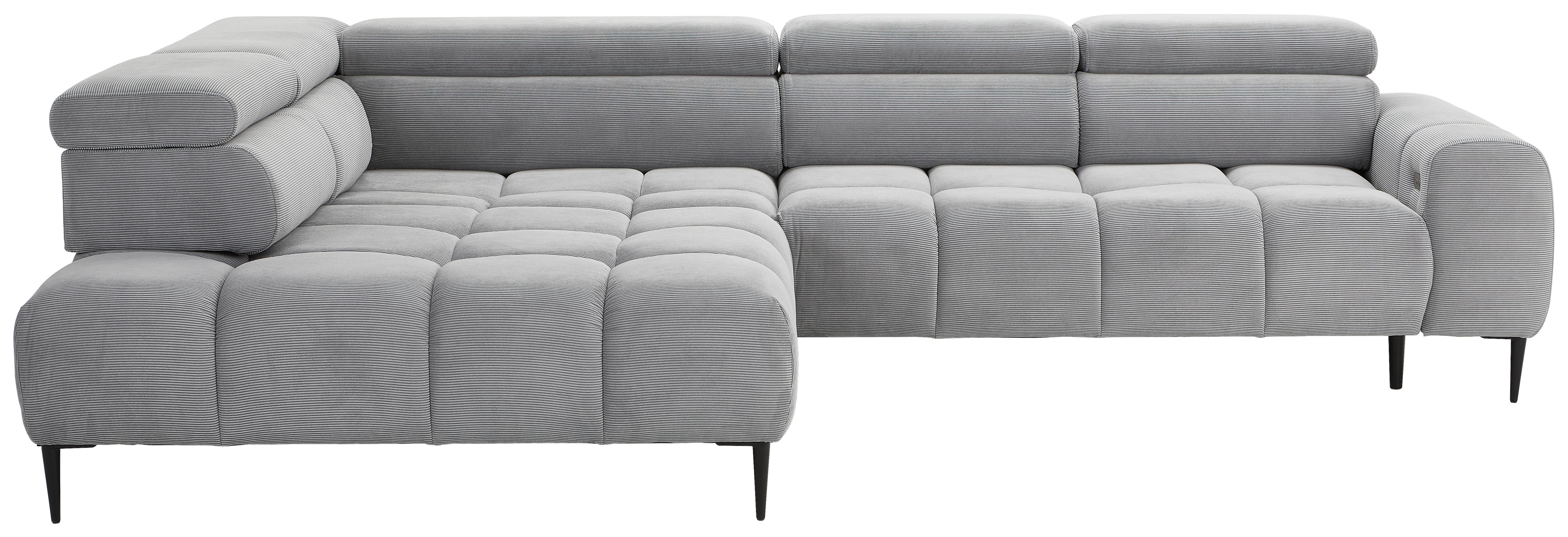 SJEDEĆA GARNITURA tekstil  siva   - siva/crna, Moderno, tekstil/metal (216/300cm) - Modern Living
