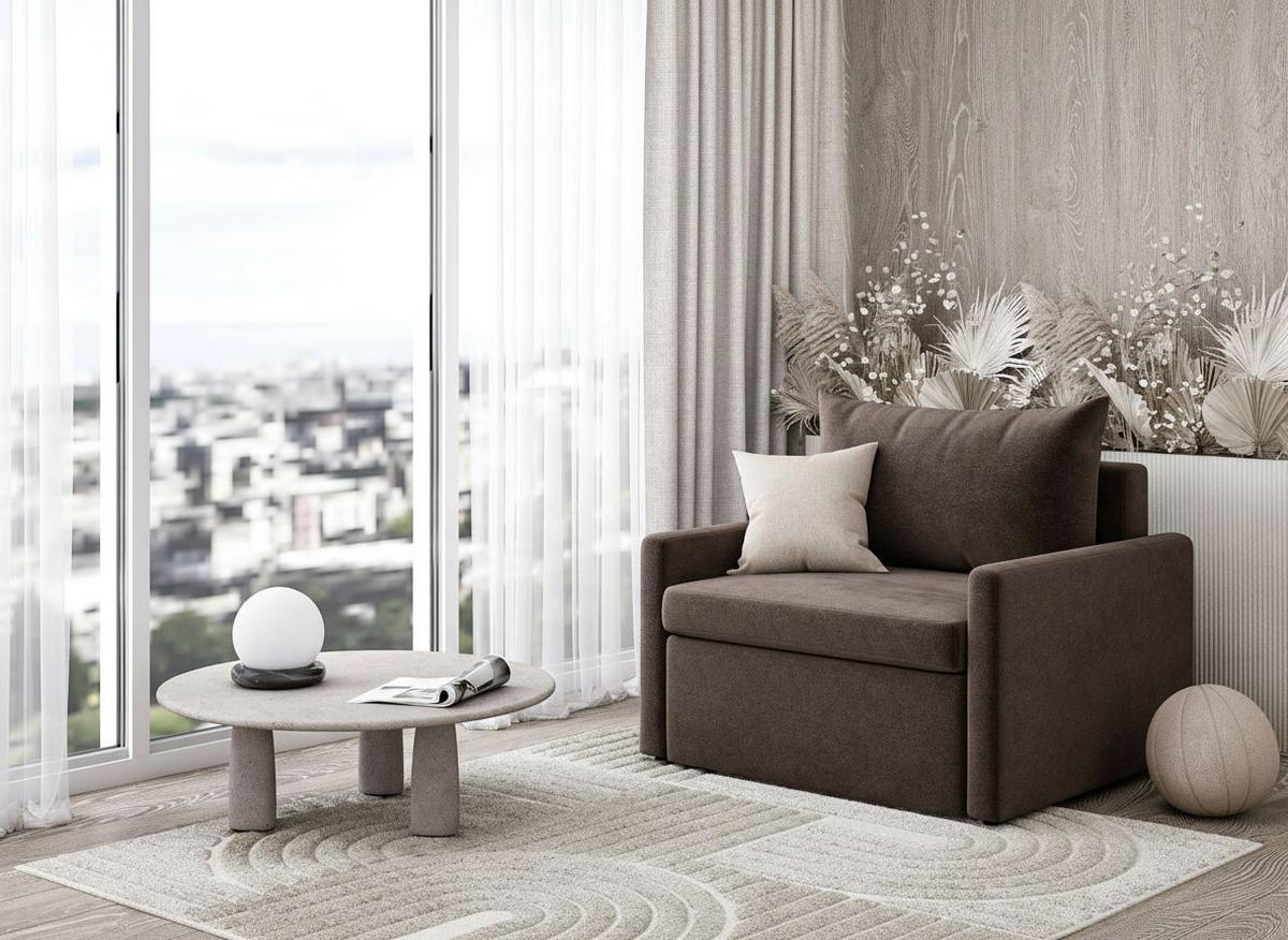 SCHLAFSESSEL Flachgewebe Braun  - Schwarz/Braun, Design, Kunststoff/Textil (92/89/103cm) - MID.YOU