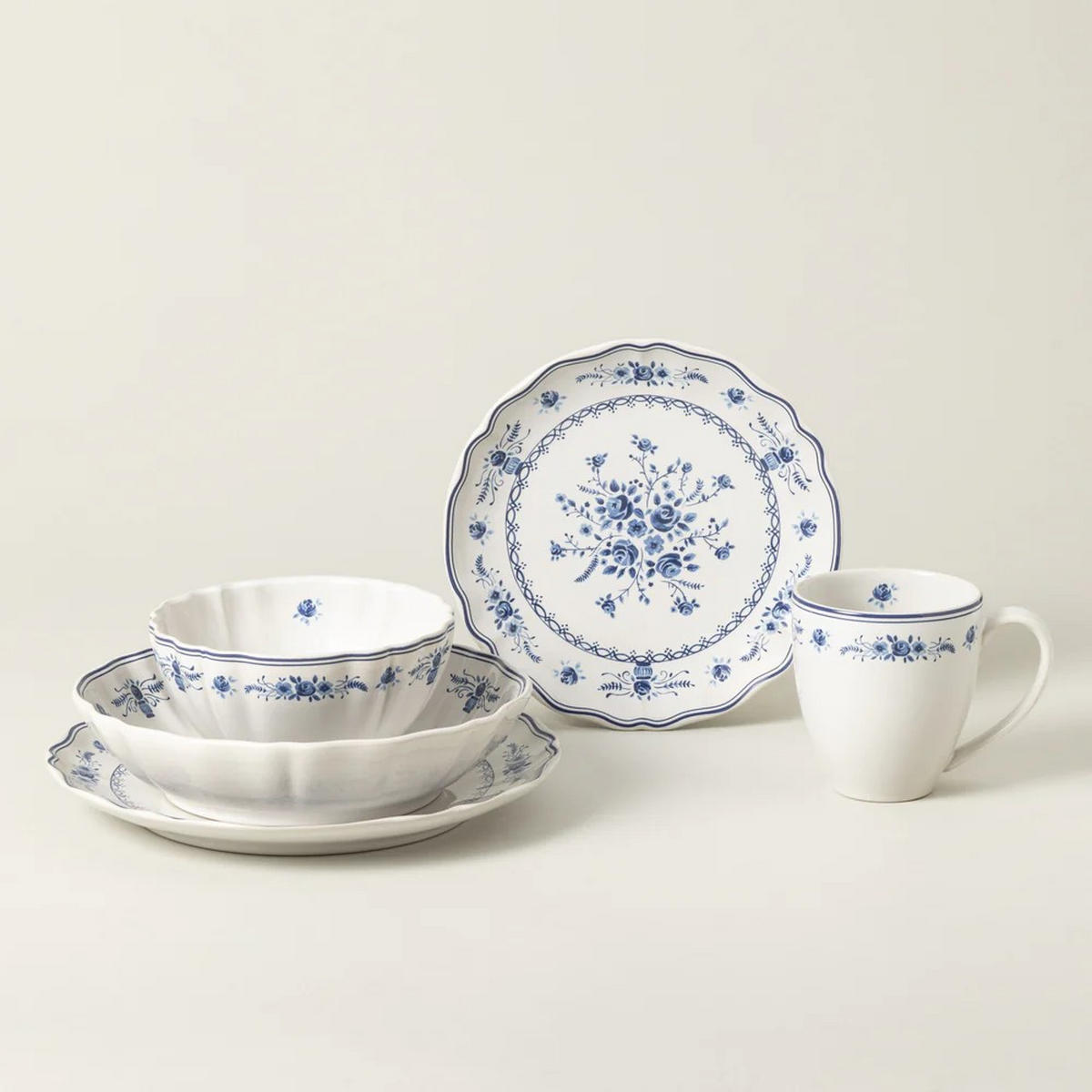 KOMBISERVICE Blau, Weiß VILA 30-teilig 6 Personen  - Blau/Weiß, Basics, Keramik - Costa Nova