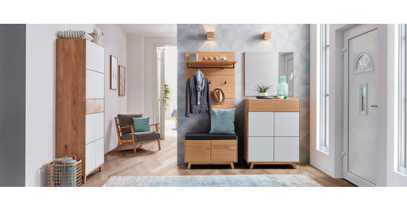 SCHUHSCHRANK 85/113/40 cm - Eichefarben/Weiß, Natur, Glas/Holz (85/113/40cm) - Dieter Knoll