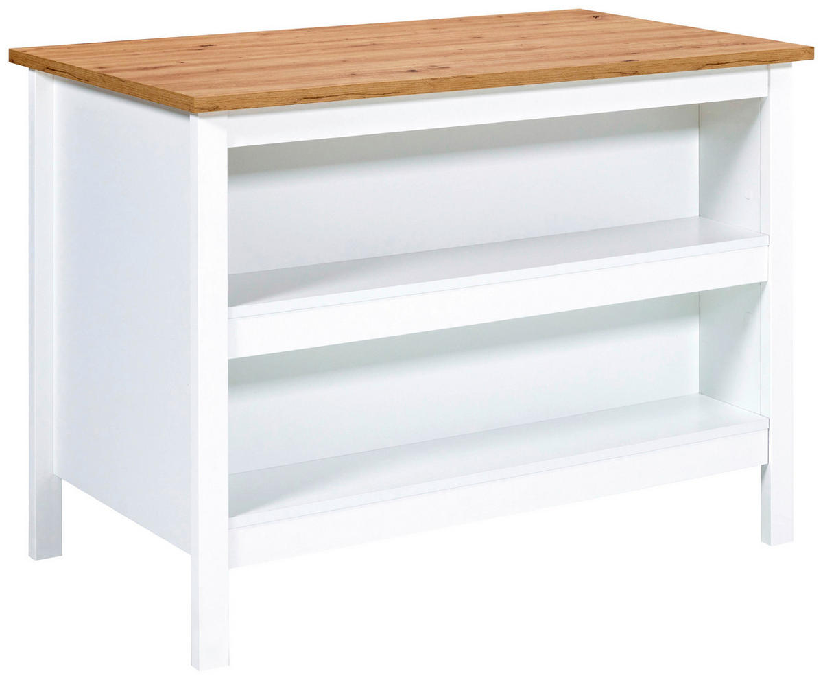 KÜCHENINSEL   in Weiß, Eiche Artisan  - Silberfarben/Weiß, MODERN, Holzwerkstoff/Metall (100/92/60cm) - home24