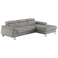 ECKSOFA Grau Flachgewebe  - Chromfarben/Grau, Design, Textil/Metall (244/166cm) - Livetastic