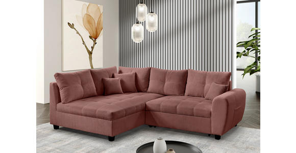 ECKSOFA Altrosa Plüsch  - Schwarz/Altrosa, KONVENTIONELL, Kunststoff/Textil (175/249cm) - Carryhome