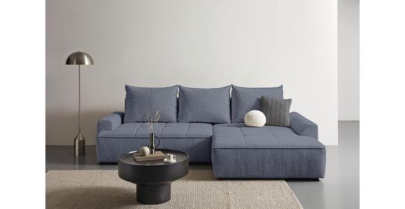 ECKSOFA in Mikrofaser Blau  - Blau/Schwarz, KONVENTIONELL, Kunststoff/Textil (295/169cm) - Carryhome